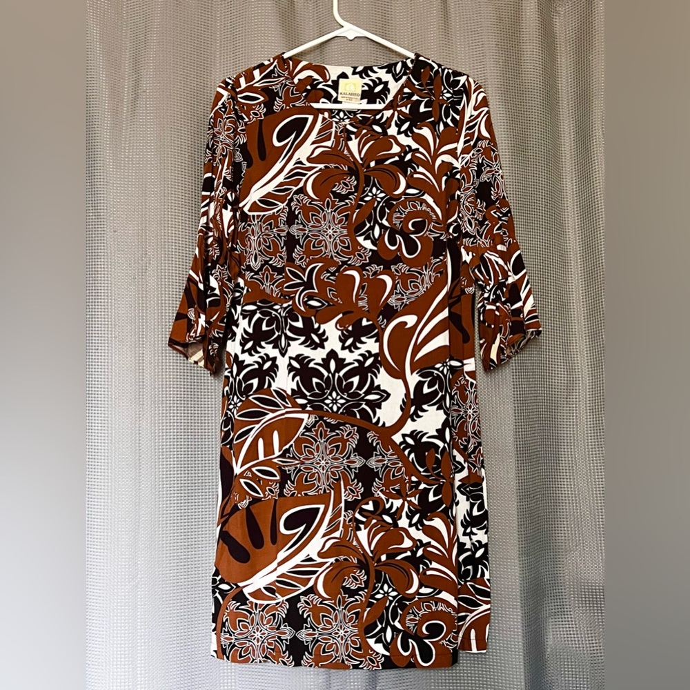 Kalaheo Hawaiian Rayon Bell Sleeve Mini Dress Hawaiian Mumu Sz M Pineapple